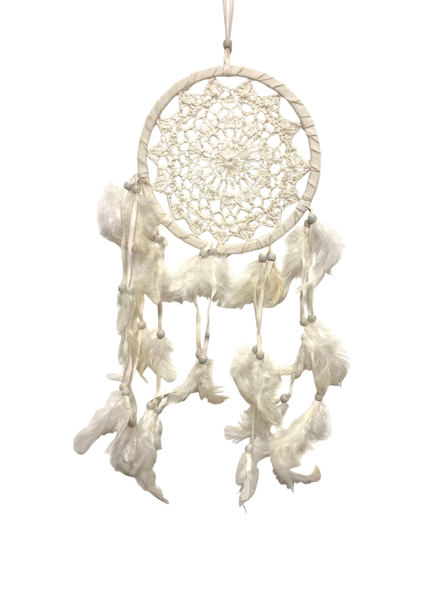 LARGE WHITE EMBROIDERED DREAM CATCHER