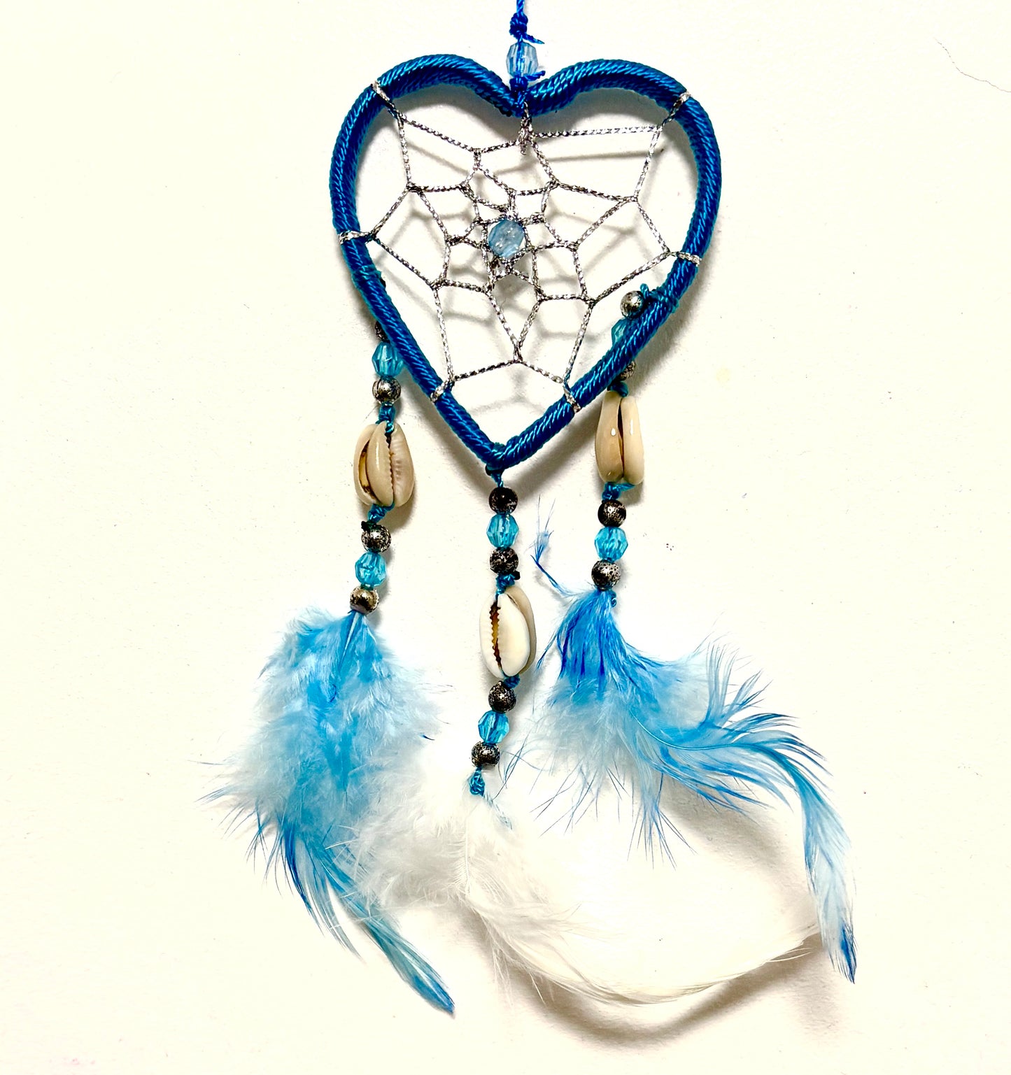 SMALL BLUE HEART DREAM CATCHER WITH SHELLS