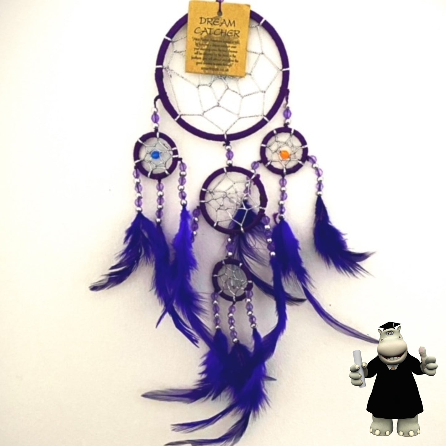PURPLE SILVER BEADED DREAM CATCHER