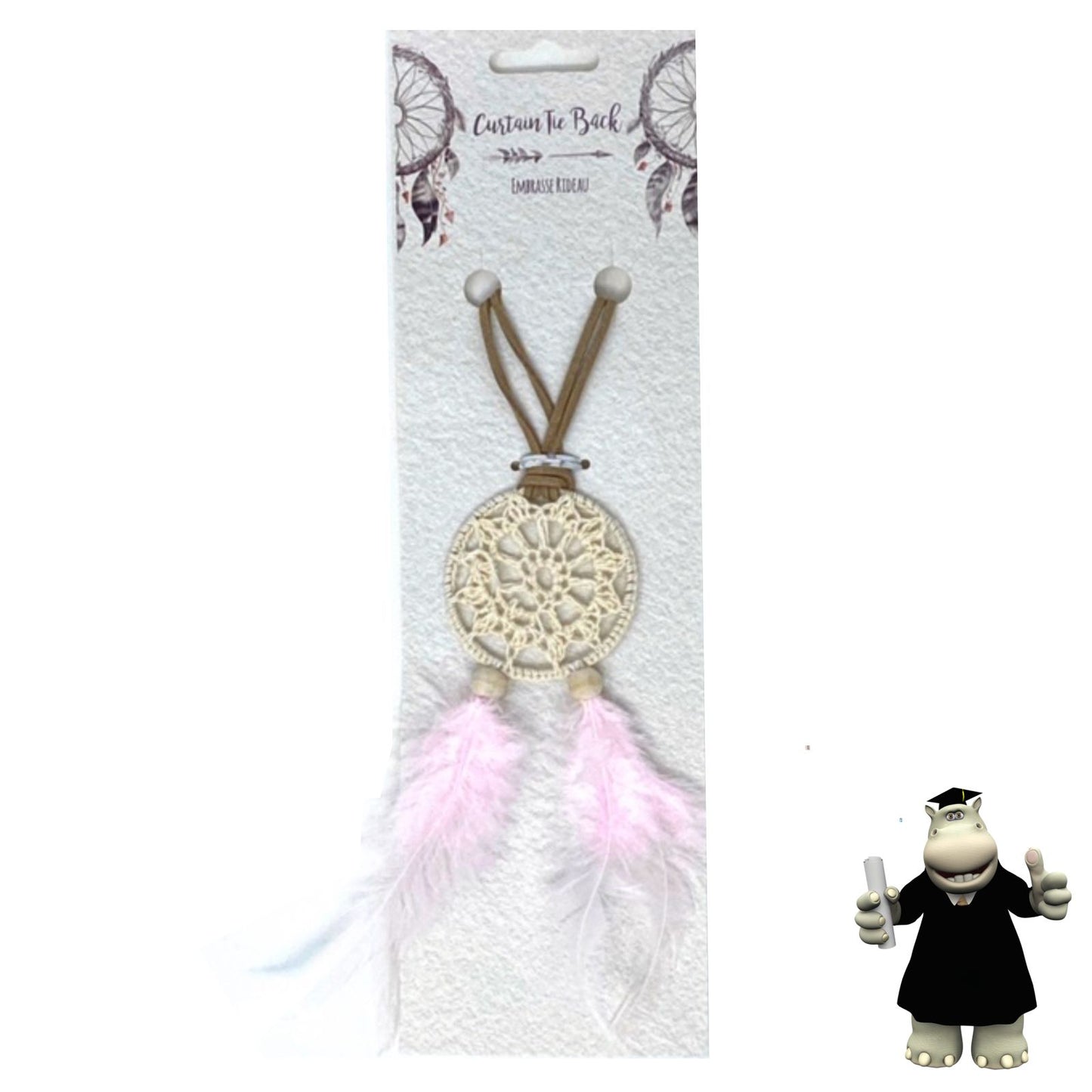 PINK CURTAIN TIE EMBROIDERED DREAM CATCHER