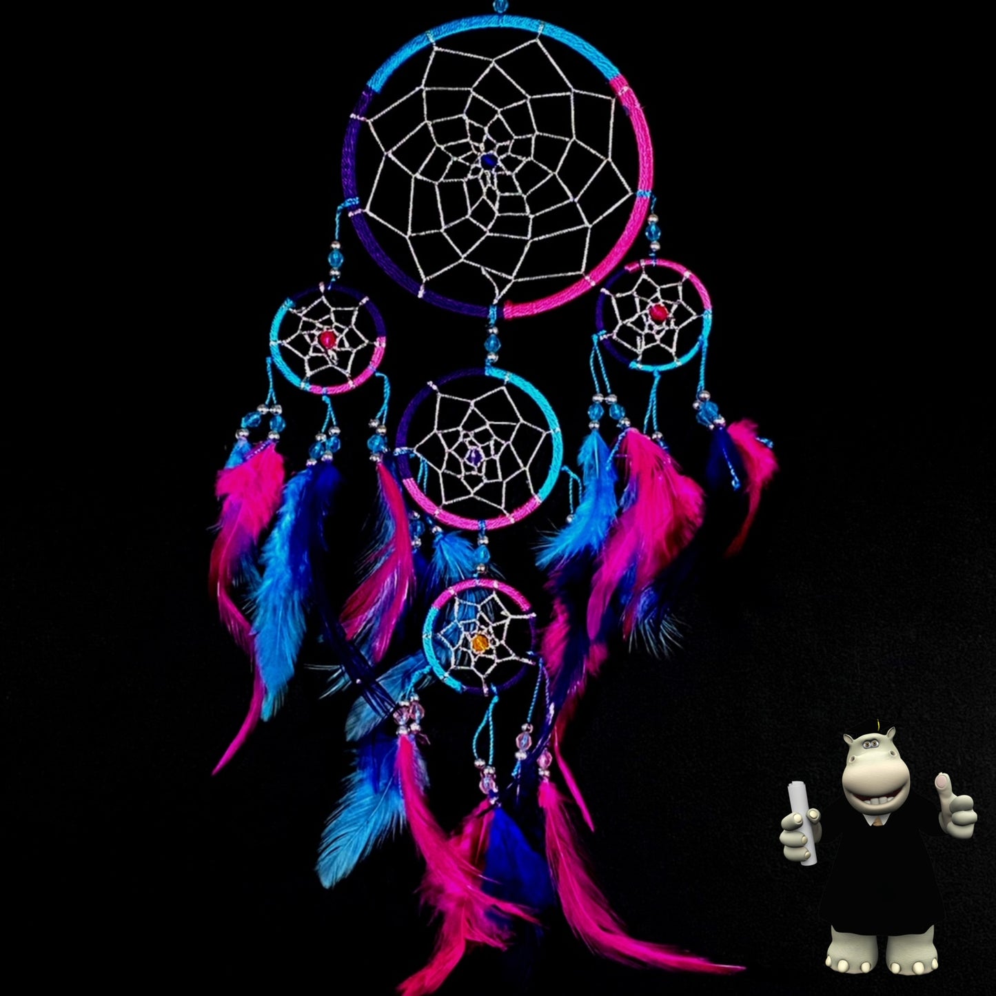 FUCHSIA PINK PURPLE TURQUOISE DREAM CATCHER