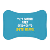 Customised Personalized Pet Feeding Mat — "This Eating Area Belongs to (Pet's Name)" Blue