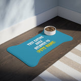 Customised Personalized Pet Feeding Mat — "This Eating Area Belongs to (Pet's Name)" Blue