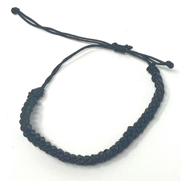 All Black Tie Up Wristband Bracelet