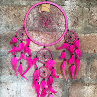 EXTRA LARGE PINK ROUND DREAM CATCHER 22cm (8.5INCHES) WIDE