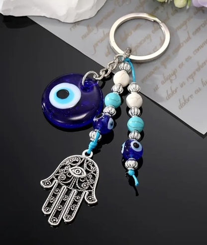 Evil Eye Hand of Hamsa Keyring – Protection & Good Luck Charm, Handcrafted Gift, Stylish Keychain