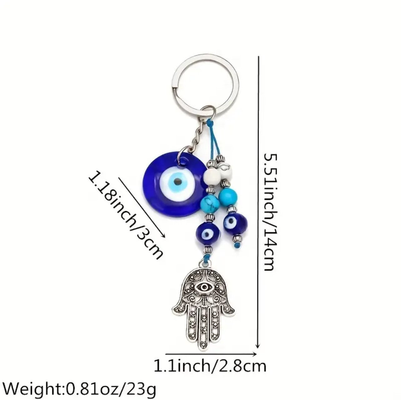 Evil Eye Hand of Hamsa Keyring – Protection & Good Luck Charm, Handcrafted Gift, Stylish Keychain