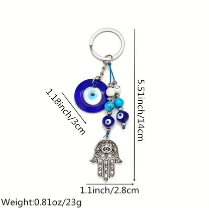 Evil Eye Hand of Hamsa Keyring – Protection & Good Luck Charm, Handcrafted Gift, Stylish Keychain