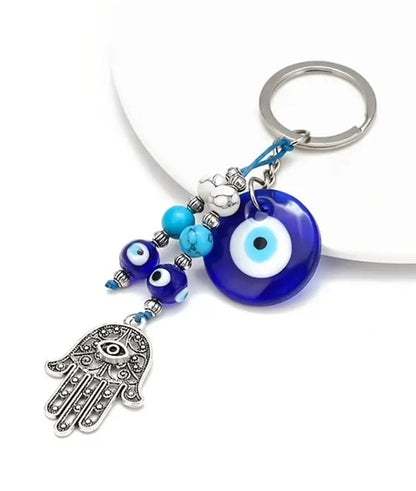 Evil Eye Hand of Hamsa Keyring – Protection & Good Luck Charm, Handcrafted Gift, Stylish Keychain