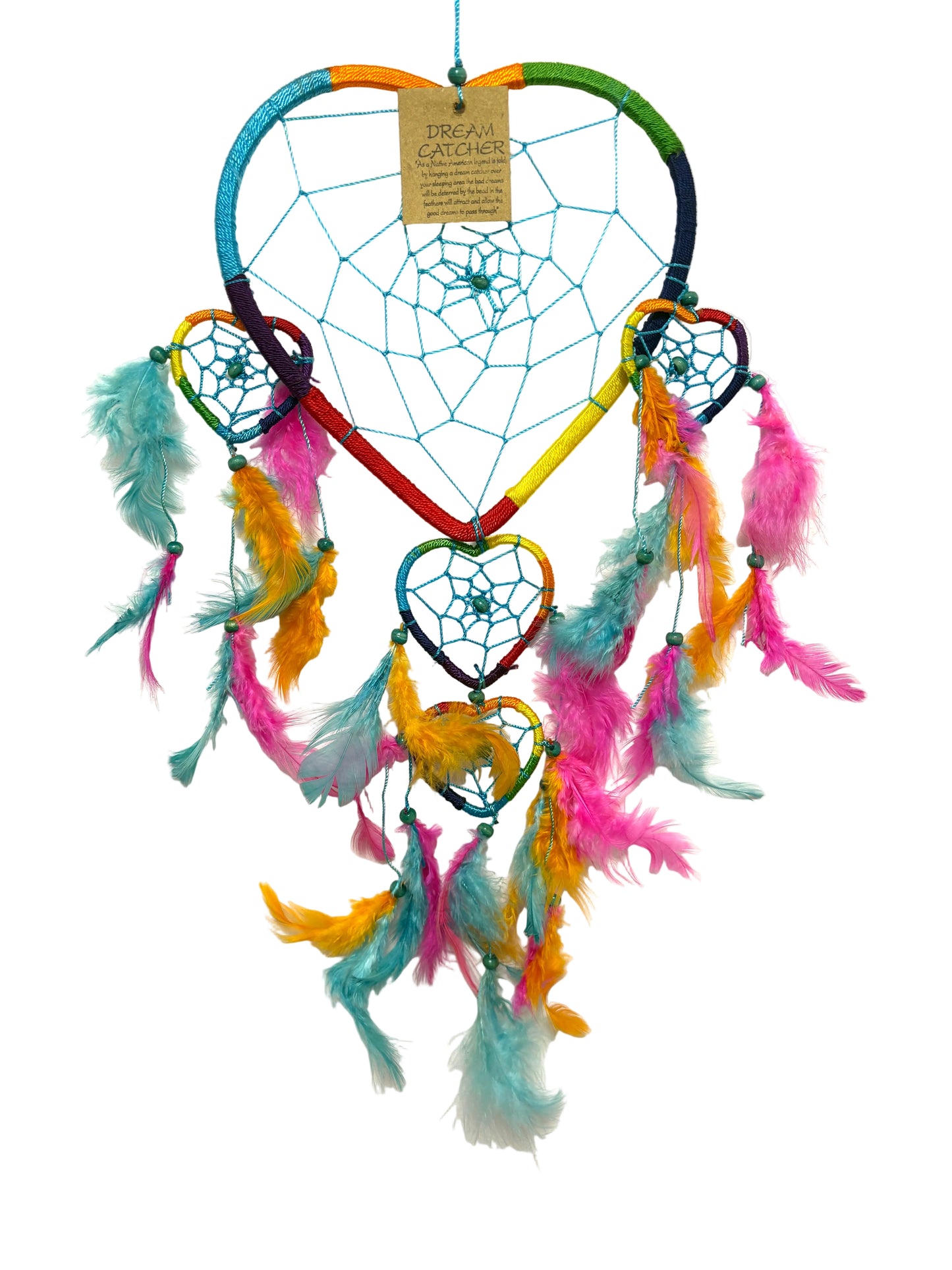LARGE HEART MULTICOLOURED RAINBOW DREAM CATCHER
