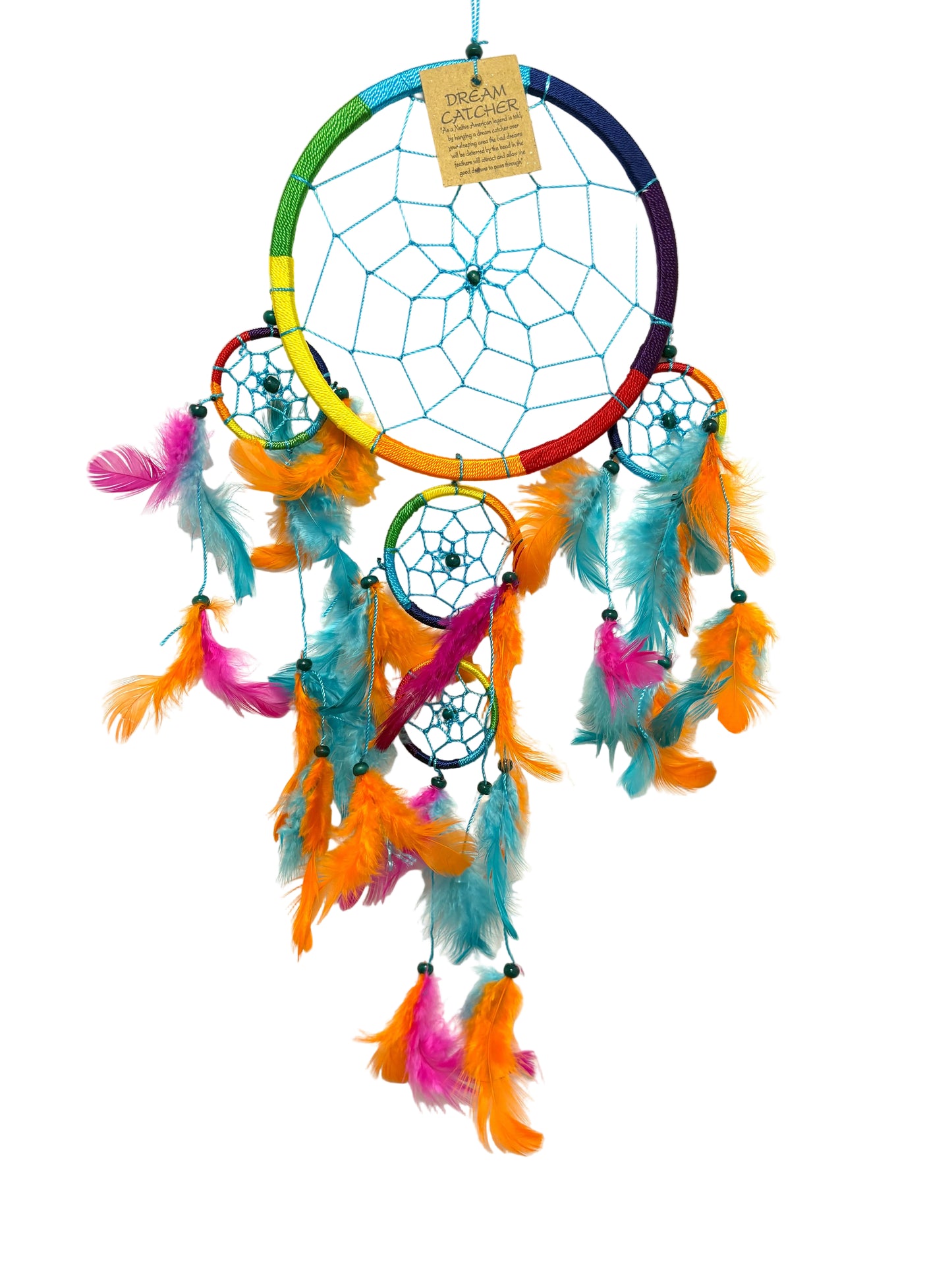 LARGE MULTICOLOURED RAINBOW ROUND DREAM CATCHER