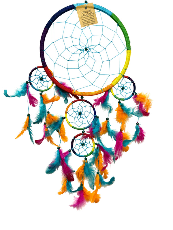 EXTRA LARGE BLUE MULTICOLOURED ROUND DREAM CATCHER 22cm (8.5INCHES) WIDE (Copy)