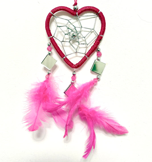 SMALL PINK HEART DREAM CATCHER