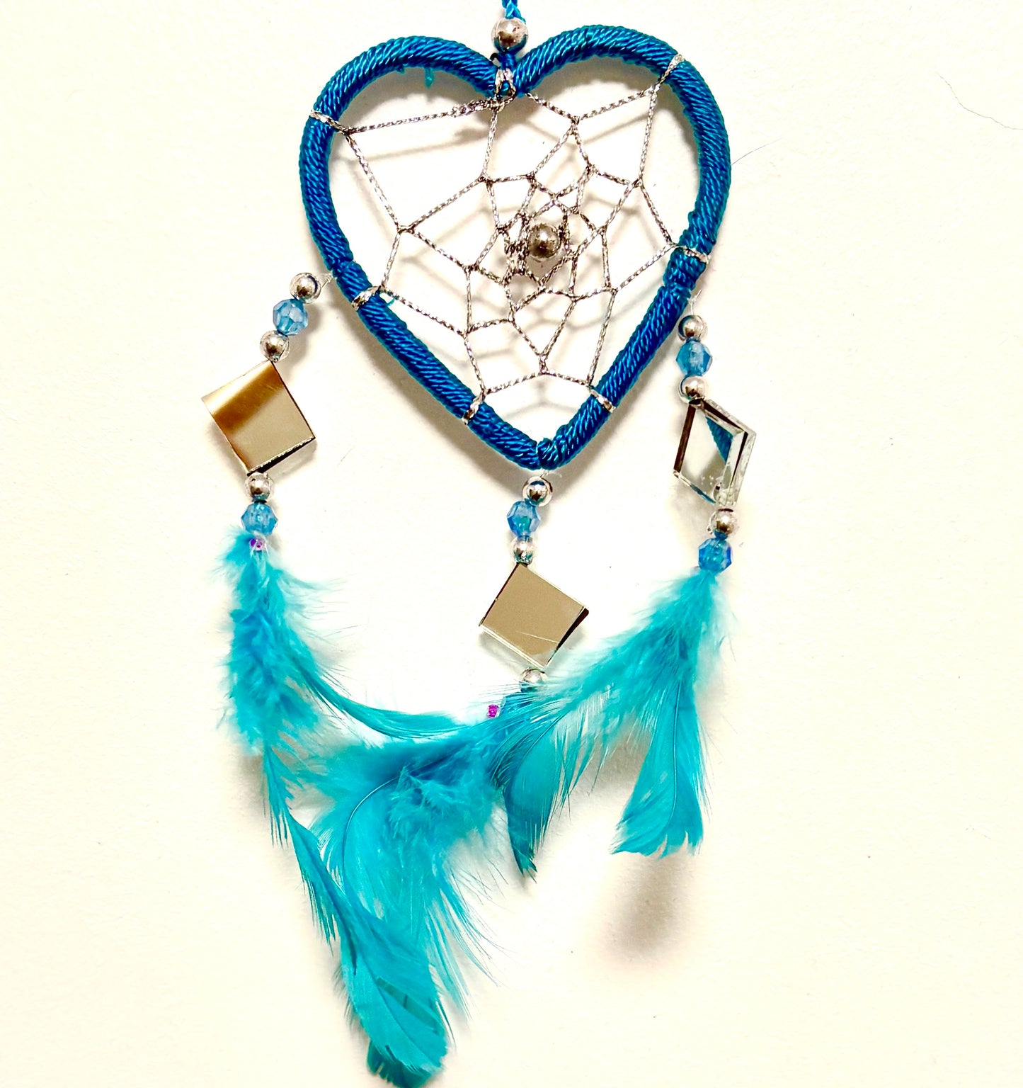 SMALL BLUE HEART DREAM CATCHER WITH MIRRORS