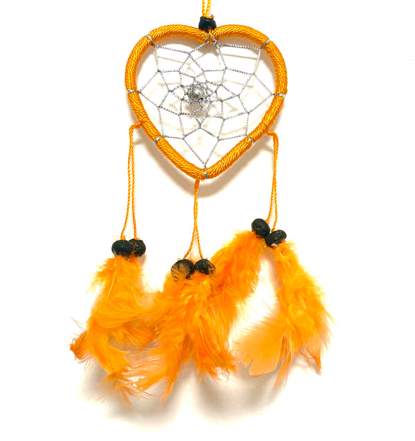 SMALL ORANGE HEART DREAM CATCHER