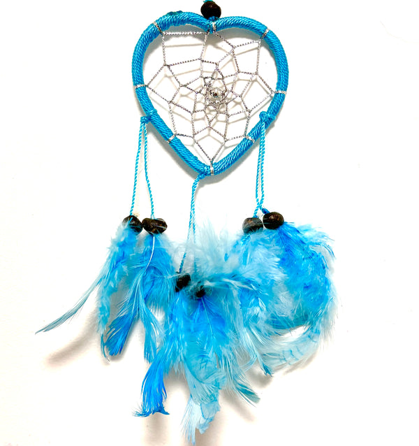 SMALL BLUE HEART DREAM CATCHER