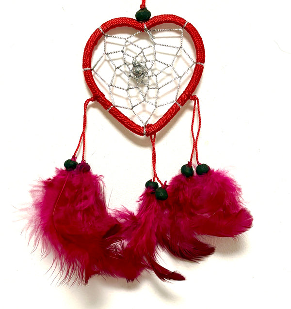 SMALL RED HEART DREAM CATCHER