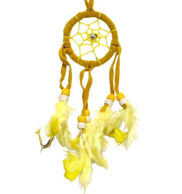 SMALL YELLOW SUEDE DREAM CATCHER
