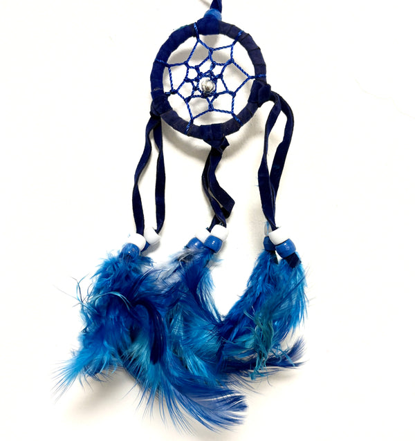SMALL BLUE SUEDE DREAM CATCHER