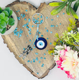 Evil Eye Keyring With Beaded Charms Turkish & Greek Protection Symbol