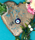 Evil Eye Keyring With Beaded Charms Turkish & Greek Protection Symbol