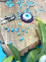 Evil Eye Keyring With Beaded Charms Turkish & Greek Protection Symbol