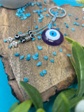 Evil Eye Keyring With Beaded Charms Turkish & Greek Protection Symbol