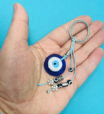 Evil Eye Keyring With Beaded Charms Turkish & Greek Protection Symbol