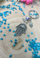 Evil Eye Hand of Hamsa Keyring – Protection & Good Luck Charm, Handcrafted Gift, Stylish Keychain
