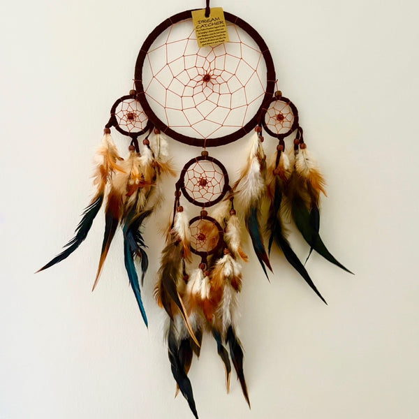 LARGE BROWN LEATHER SUEDE DREAM CATCHER