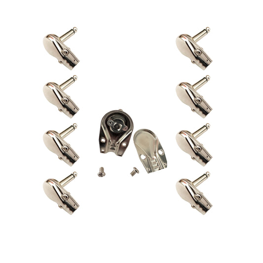 8 x Square Pancake Jack Plugs Nickel Plated Mono Right Angle 1/4 inch Connectors