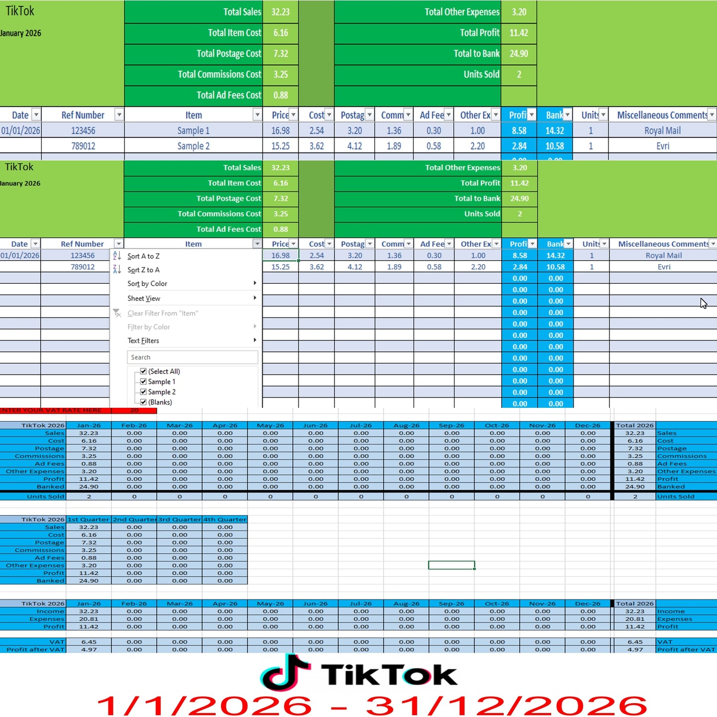 TikTok Accounting Spreadsheet Software