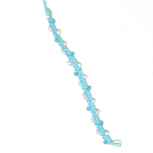 Colourful Woven Tie Up Anklet Bracelet with Coloured Beads
