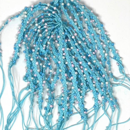 Colourful Woven Tie Up Anklet Bracelet with Coloured Beads