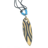 Wooden Surfboard Extending Necklace With Sharks Tooth and Coloured Beads