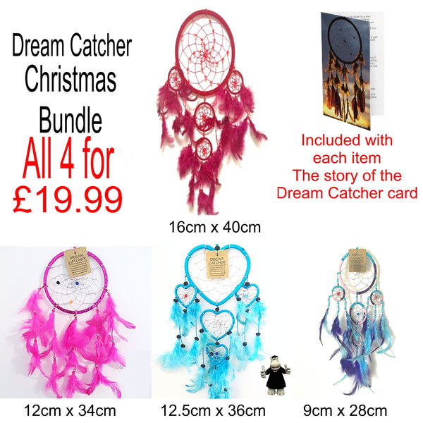 4 x Multicoloured Dream Catcher Bundle Box Set