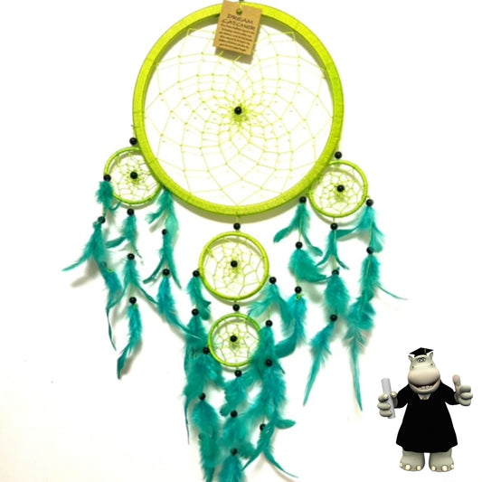 5 PIECES EXTRA LARGE GREEN ROUND DREAM CATCHER 22cm (8.5INCHES) WIDE