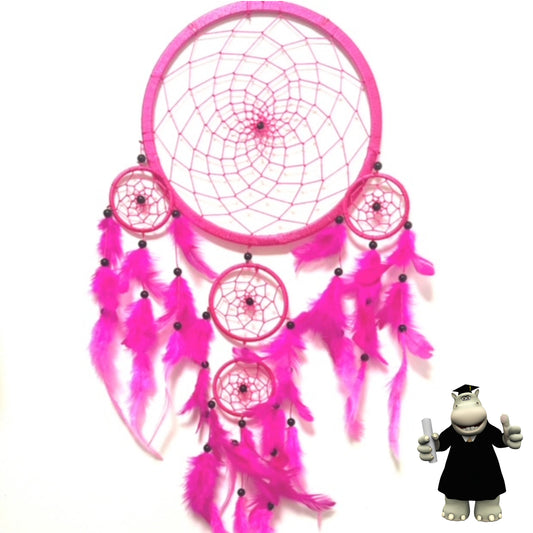 5 PIECES EXTRA LARGE PINK ROUND DREAM CATCHER 22cm (8.5INCHES) WIDE
