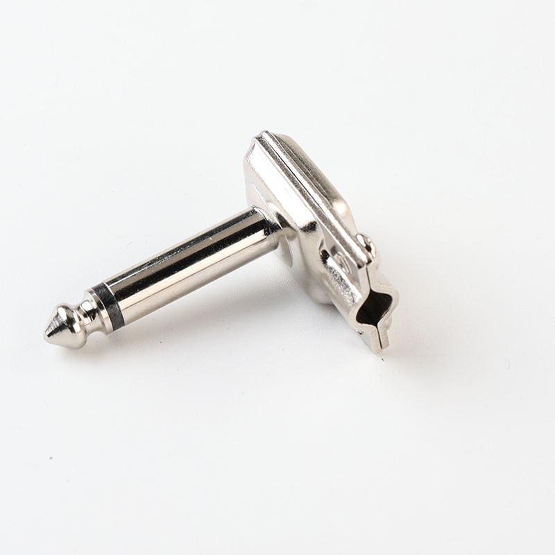 2 x Square Pancake Jack Plugs Nickel Plated Mono Right Angle 1/4 inch Connectors