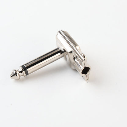 2 x Square Pancake Jack Plugs Nickel Plated Mono Right Angle 1/4 inch Connectors
