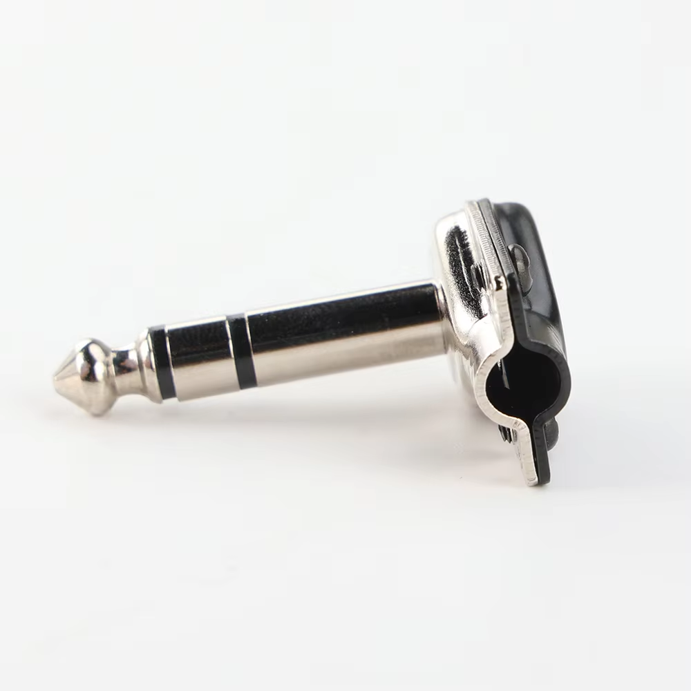 2 x Black Pancake Jack Plugs Nickel Plated Mono Right Angle 1/4 inch Connectors