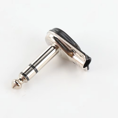 2 x Black Pancake Jack Plugs Nickel Plated Mono Right Angle 1/4 inch Connectors