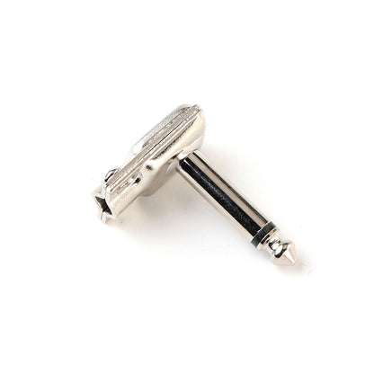 2 x Square Pancake Jack Plugs Nickel Plated Mono Right Angle 1/4 inch Connectors