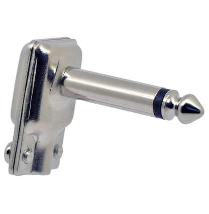 2 x Square Pancake Jack Plugs Nickel Plated Mono Right Angle 1/4 inch Connectors
