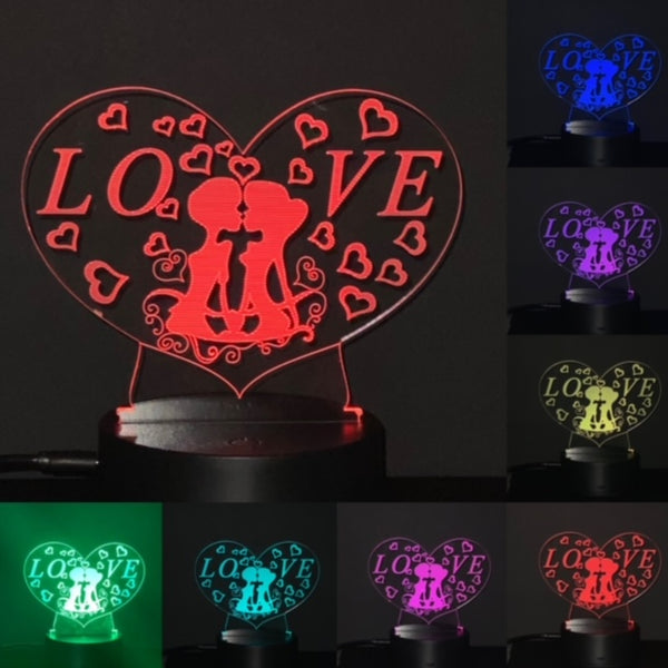 LOVE HEART 3D MULTICOLOURED KIDS NIGHT LIGHT