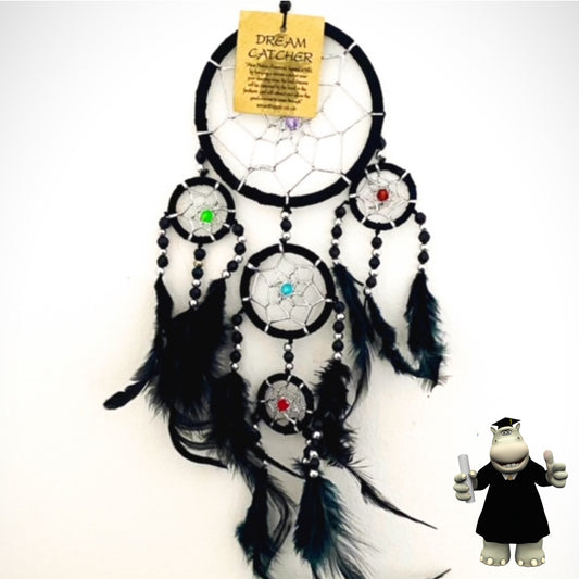 BLACK SILVER BEADED DREAM CATCHER