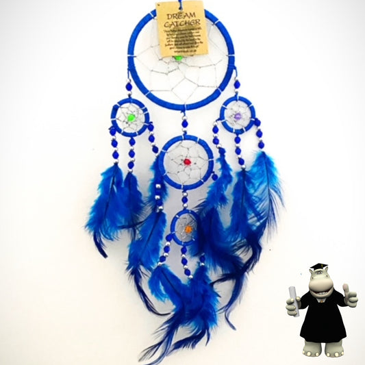 BLUE SILVER BEADED DREAM CATCHER