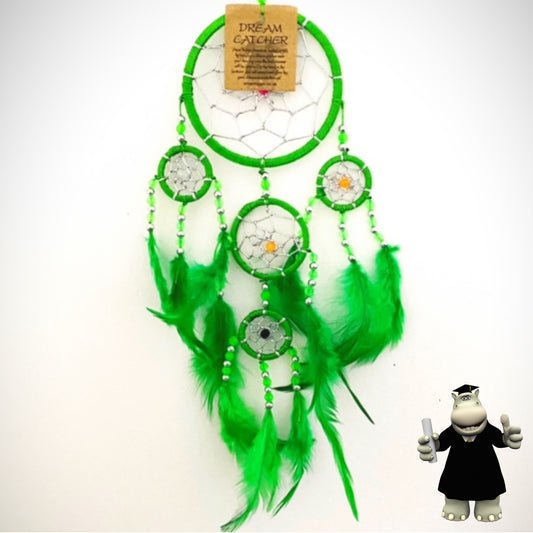 GREEN SILVER BEADED DREAM CATCHER