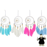 TURQUOISE FEATHERED WHITE SHELL ROUND DREAM CATCHER - Smart Hippo