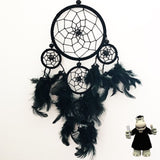 BLACK ROUND DREAM CATCHER WITH BLACK BEADS AND WEBBING - Smart Hippo